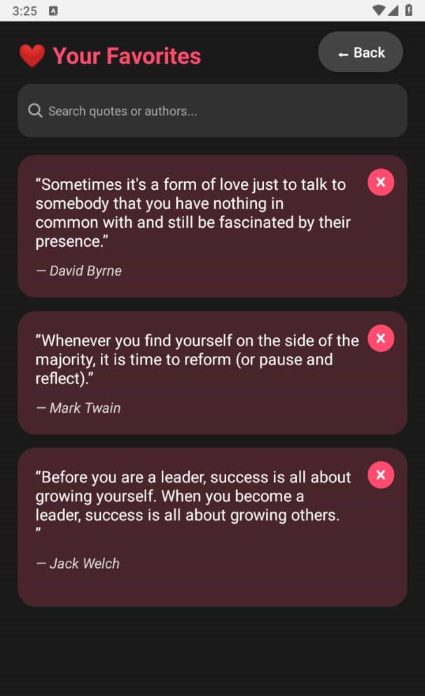 Quote screen screenshot